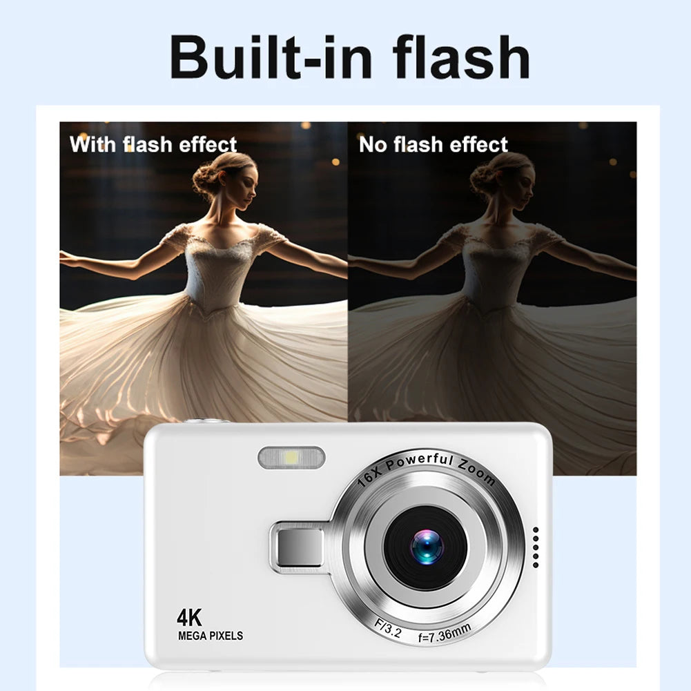 4K HD 1080P Digital Camera Anti-Shake Autofocus Vlogging Camera 96MP Portable Vlogging Camera 16X Zoom for Kid Adult Photography