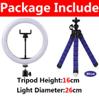 26cm LED Selfie Ring Light Dimmable Led Photography RingLight With Tripod & Phone Stand for Youtube Video Live Makeup Fill Lamps