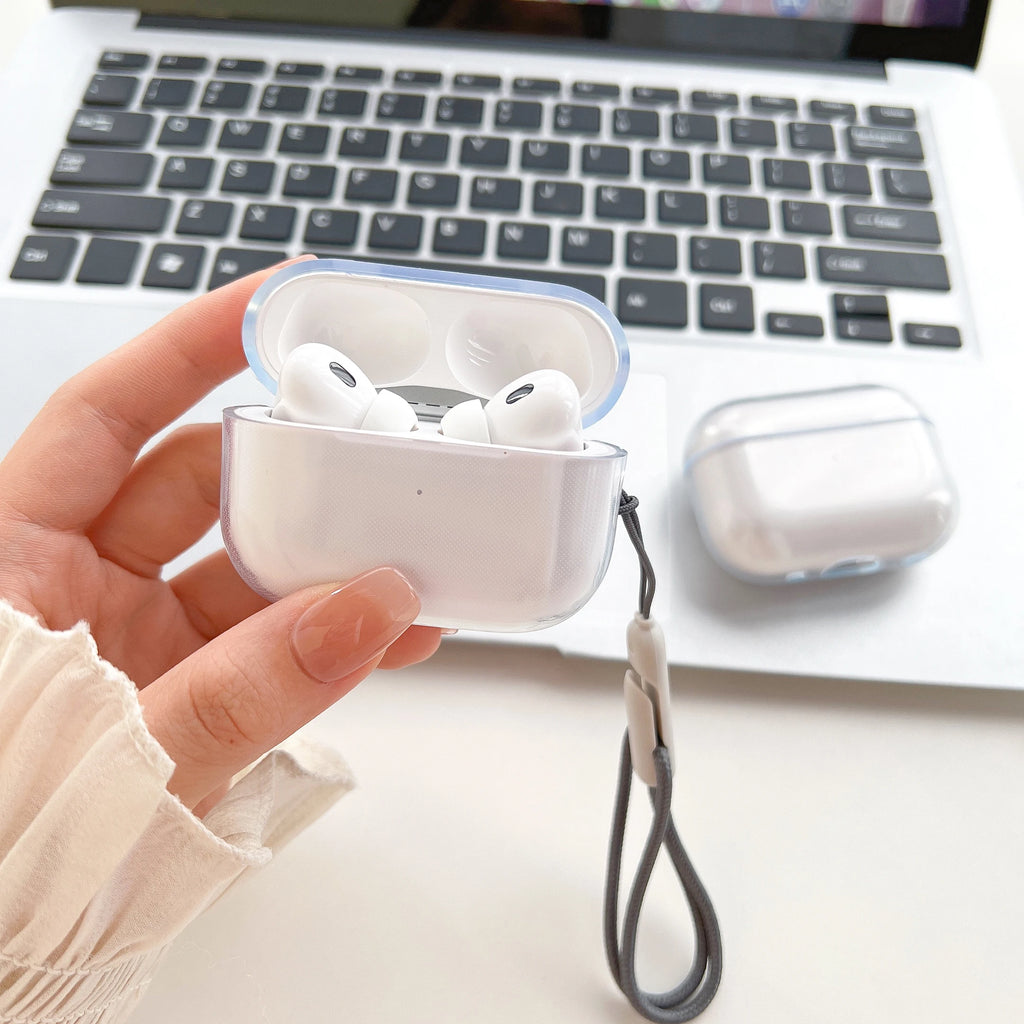 Transparent Earphones Case For Airpods 4 Pro 1 2 3 Earbuds Soft TPU Cases For Airpods 4 With Lanyard Strap Protective Cover