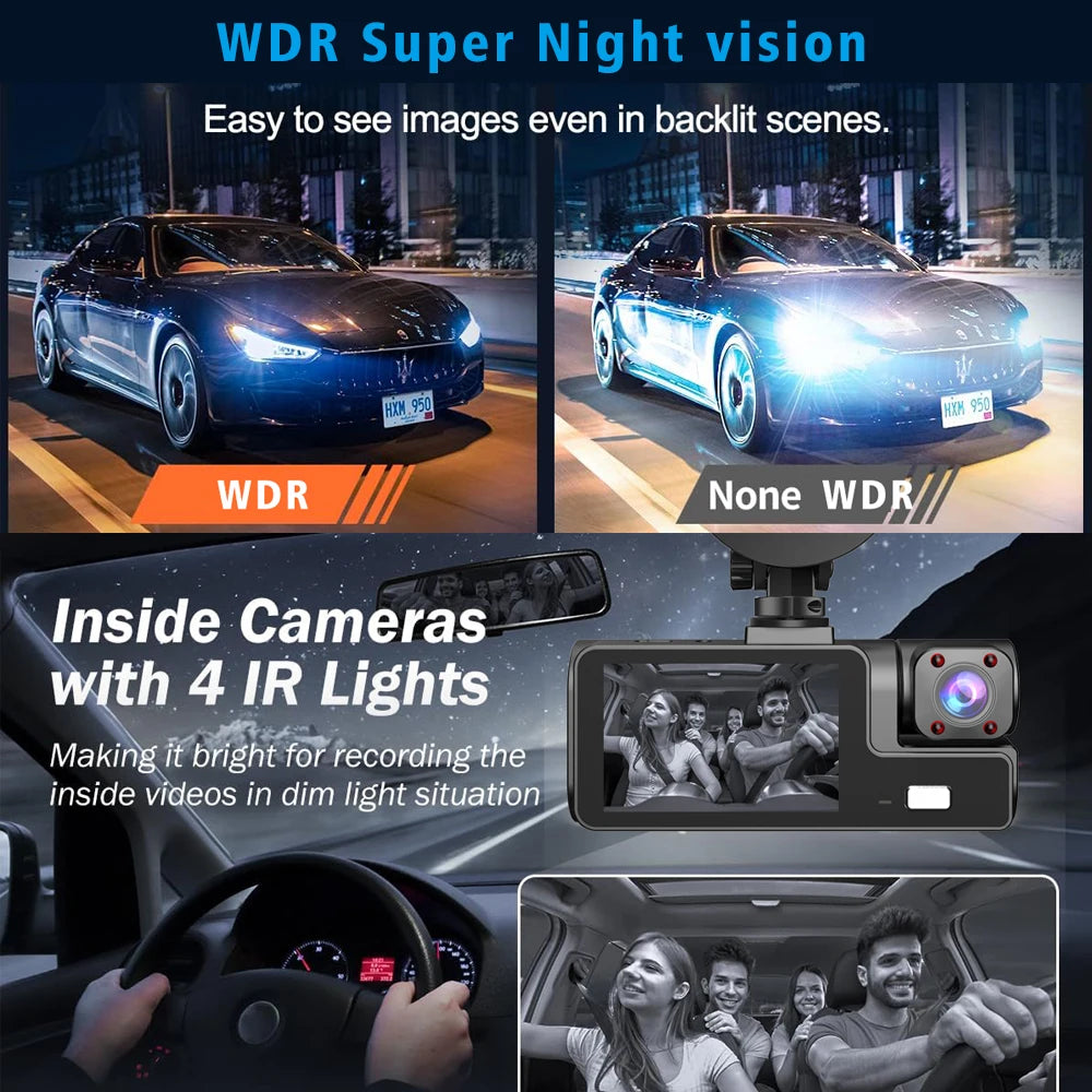 WIFI 3 Camera Car DVR Mini 1080P