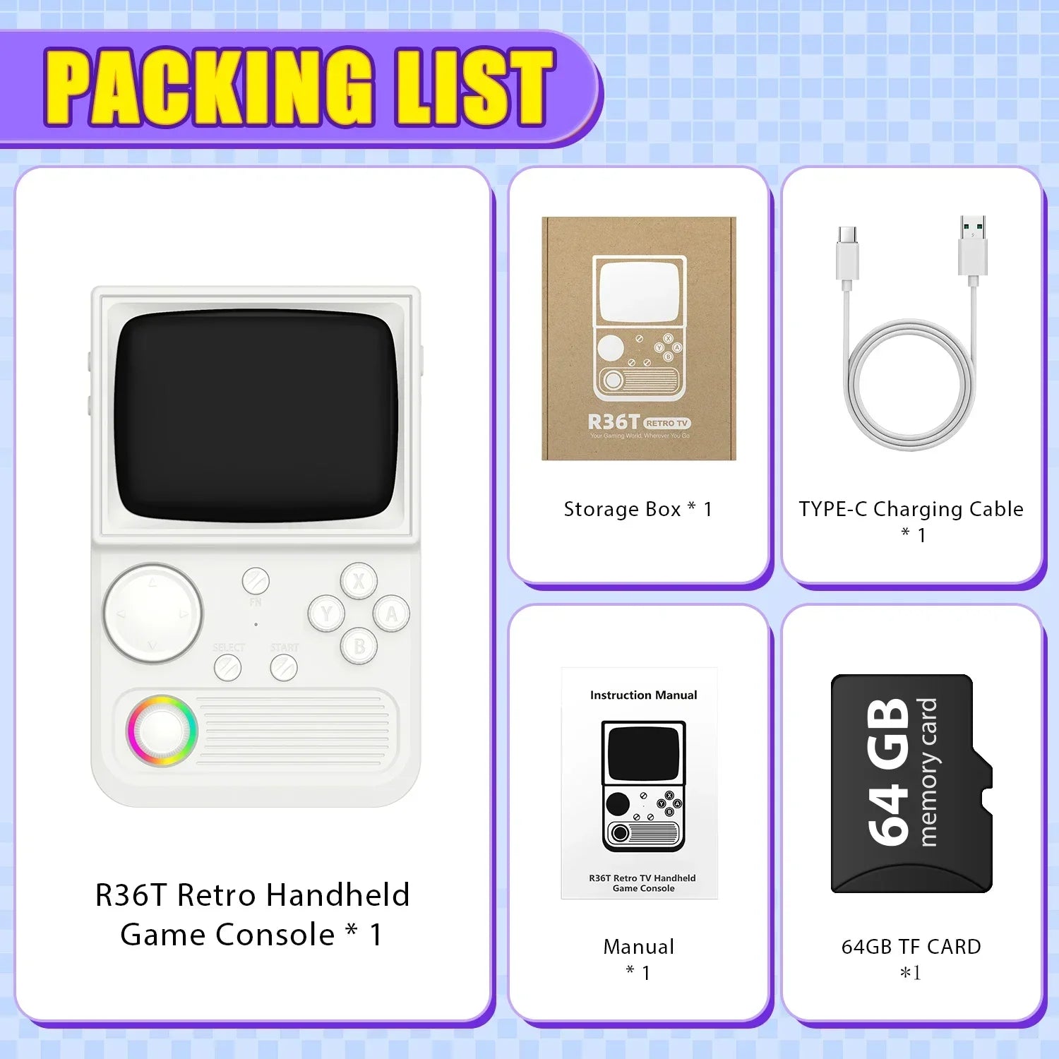 R36T Retro Handheld Game Console 18000+Game EmuEMEC System 3.5'' IPS Screen Wi-Fi Multiplayer Portable Pocket Video Console