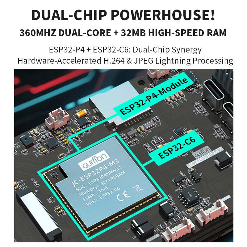 4.3-inch 480x800 IPS Capacitive Touchscreen ESP32P4 ESP32-C6 Development Board WIFI+BLE ESP32 Module for Arduino Smart Home IoT