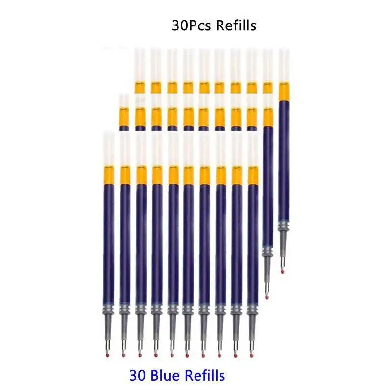 13/30PCS Gel Pens Refills Set Kawaii Stationery Writing Pen Black/Red/Blue Ink 0.5 mm Ballpoint Pen Office School Supplies Tools