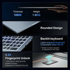 Ninkear N16 Pro Portátil de 16 Pulgadas Intel Core i7-12700H 16GB RAM 1TB SSD Pantalla 2.5K 120Hz WiFi 6 Desbloqueo por Huella Dactilar Teclado Retroiluminado Carga Rápida Portátil Delgado para Oficina Juegos Negocios Enchufe UE