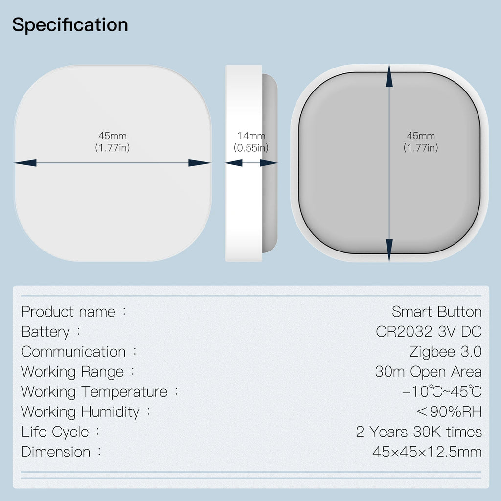 Tuya ZigBee Smart Key Switch Control Remoto Inalámbrico Interruptor Inteligente de Enlace Multiescena Alimentado por Batería Automatización
