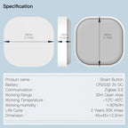 Tuya ZigBee Smart Key Switch Control Remoto Inalámbrico Interruptor Inteligente de Enlace Multiescena Alimentado por Batería Automatización