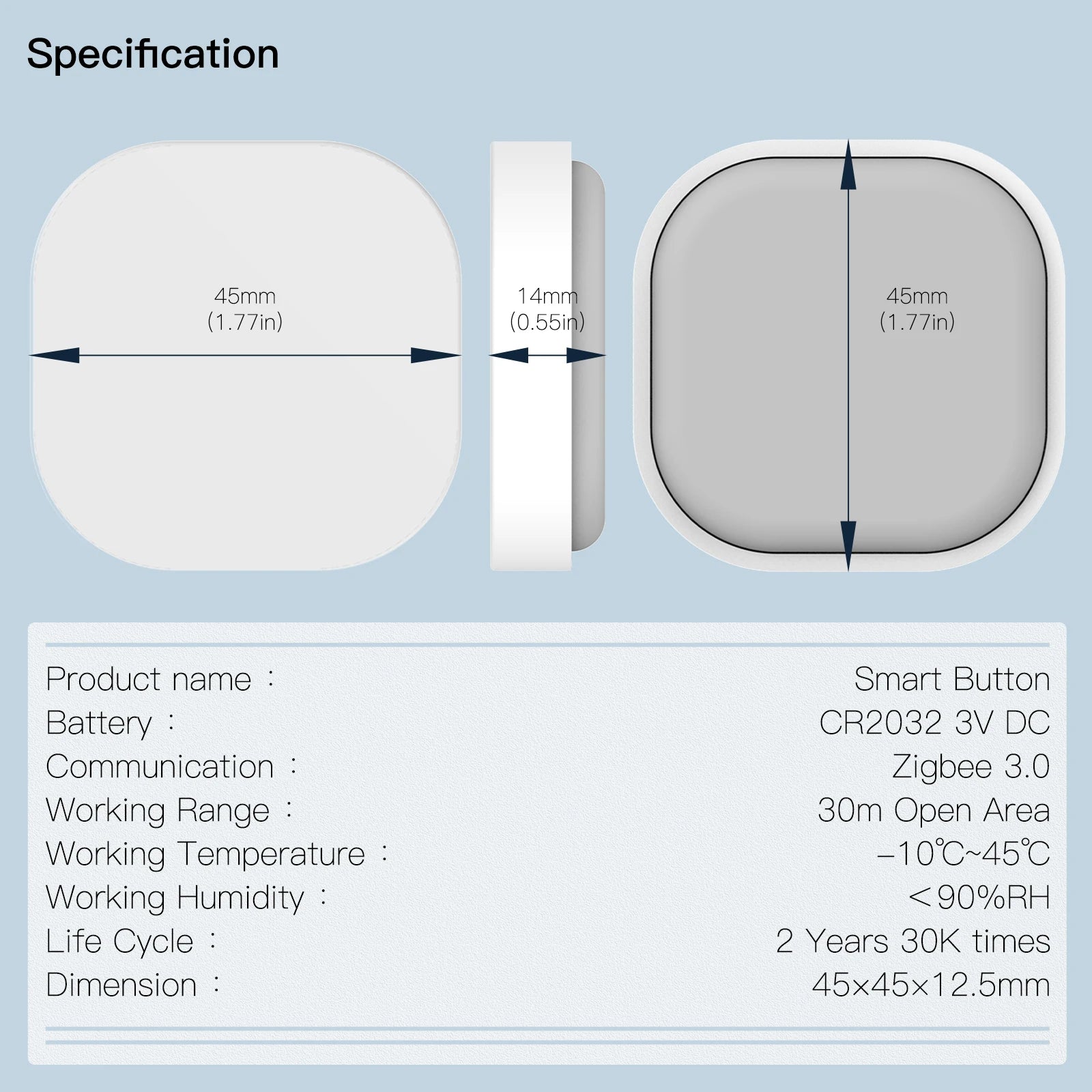 Tuya ZigBee Smart Key Switch Control Remoto Inalámbrico Interruptor Inteligente de Enlace Multiescena Alimentado por Batería Automatización