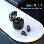 SK18 Mini Invisible Headphones Wireless Bluetooth 5.3 Headphones Bass Sleeping Headphones with Microphone Noise Cancellation HD