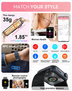 2025 New NFC Smart Watch Women AMOLED HD Screen IP68 Waterproof Blood Oxygen Heart Rate BT Call Smartwatch Watch