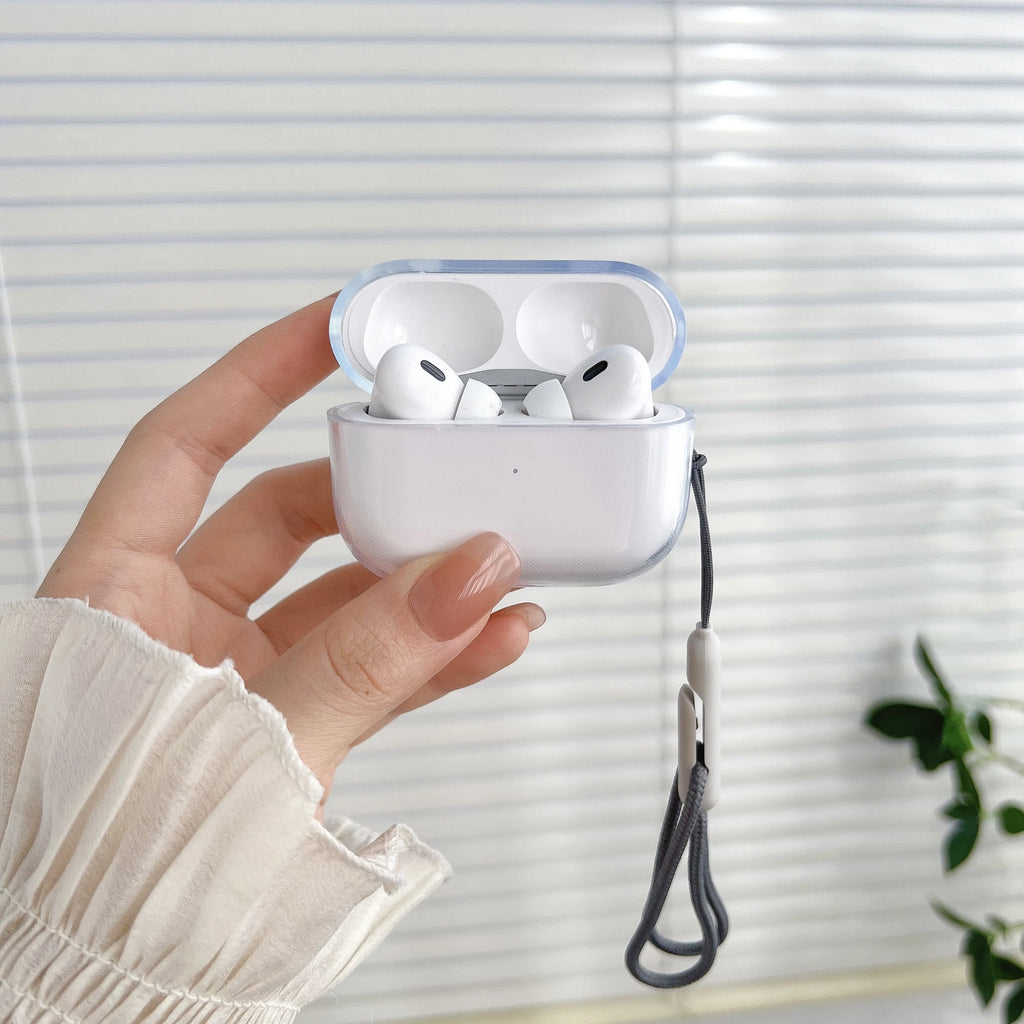 Transparent Earphones Case For Airpods 4 Pro 1 2 3 Earbuds Soft TPU Cases For Airpods 4 With Lanyard Strap Protective Cover
