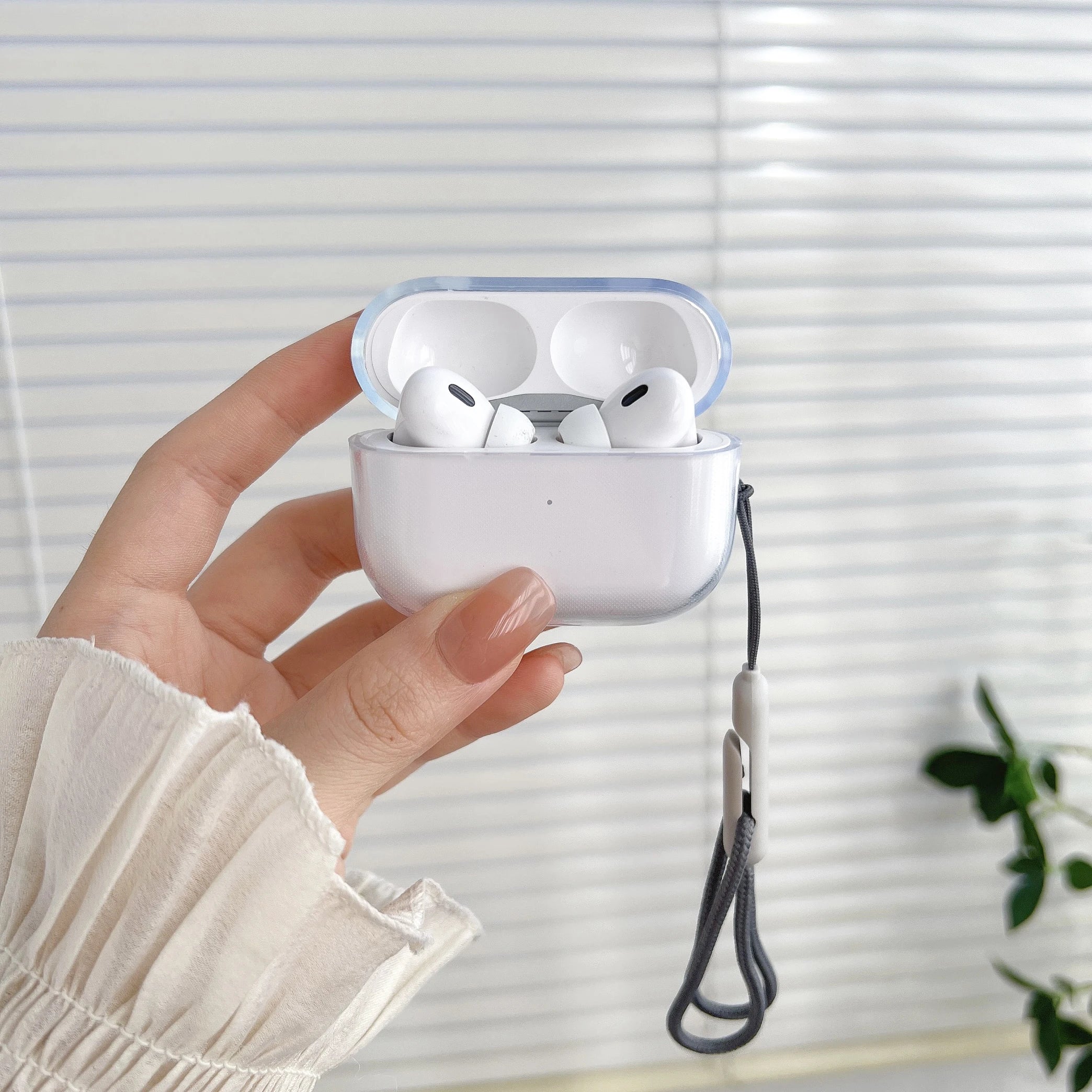 Transparent Earphones Case For Airpods 4 Pro 1 2 3 Earbuds Soft TPU Cases For Airpods 4 With Lanyard Strap Protective Cover