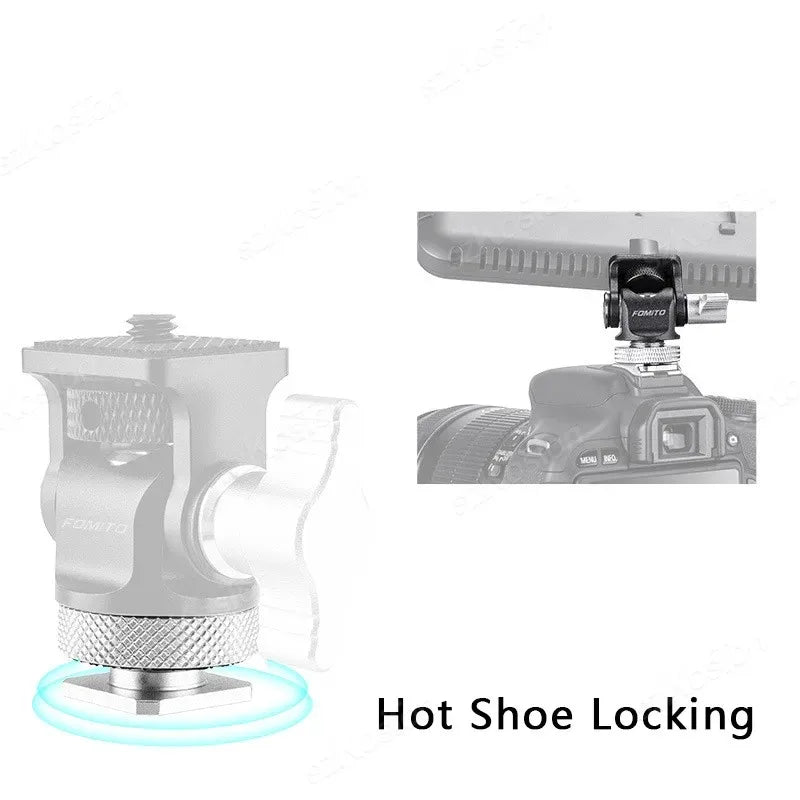 Mini Monitor Mount Holder Tripod Head with Cold Shoe Mount Adapter Swivel and Tilt Adjustable for Flash Microphone Fill Light