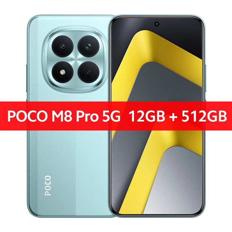 Global Version POCO M8 Pro 50MP main Camera 6.83"CrystalRes AMOLED display mobilephones Smartphone Snapdragon® 7s Gen 4