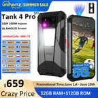 Unihertz by 8849 Tank 4 pro 5G AI Rugged Phone Built-in 720P Projector Dimensity 8300 512GB/1TB ROM 3k AMOLED 11600mAh IP68/IP69
