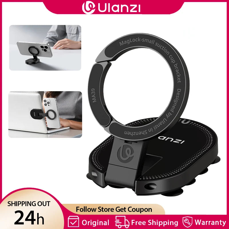 Ulanzı MA39 MagLock Suction Cup Phone Suction Mount Magnetic Phone Holder Desktop Stand for Iphone 17 16 15 Android Vlog Live