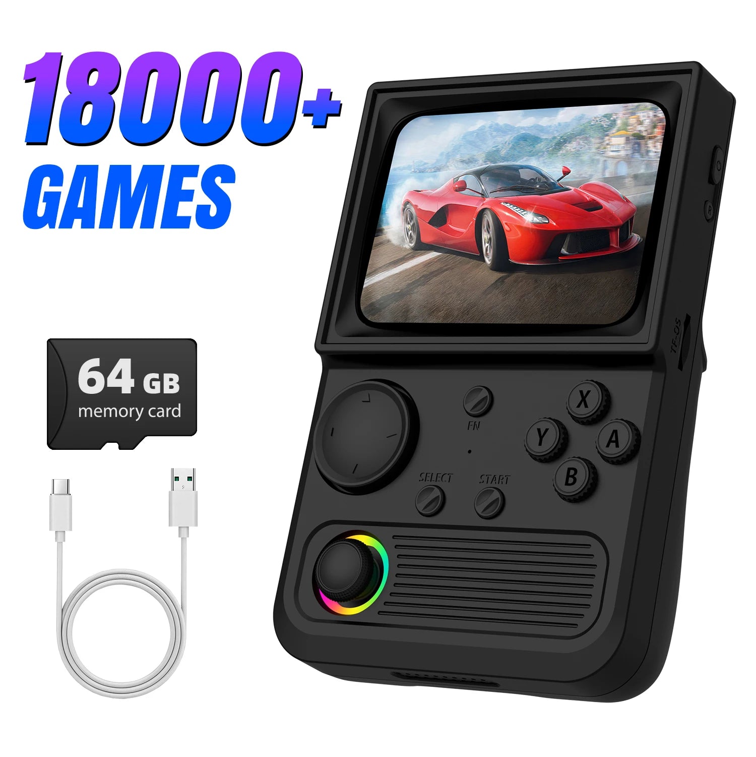 R36T Retro Handheld Game Console 18000+Game EmuEMEC System 3.5'' IPS Screen Wi-Fi Multiplayer Portable Pocket Video Console
