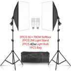 Photography 50x70CM Softbox Lighting Kits Professional Light System With E27 Photographic Bulbs Photo Studio Equipment