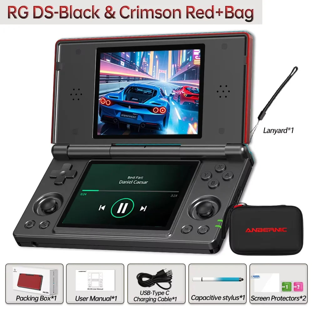 ANBERNIC RG DS Handheld Game Console 4" IPS Multi-touch Screen 64-bit Android 14 Dual-screen Flip Video Games Player RGDS PSP