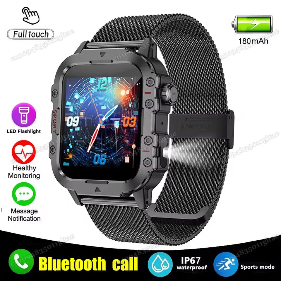 Militar Reloj Inteligente para Hombre, GPS, Linterna, Llamadas Bluetooth, Pantalla AMOLED de 2.01", 5 ATM Sumergible, Reloj Deportivo Inteligente