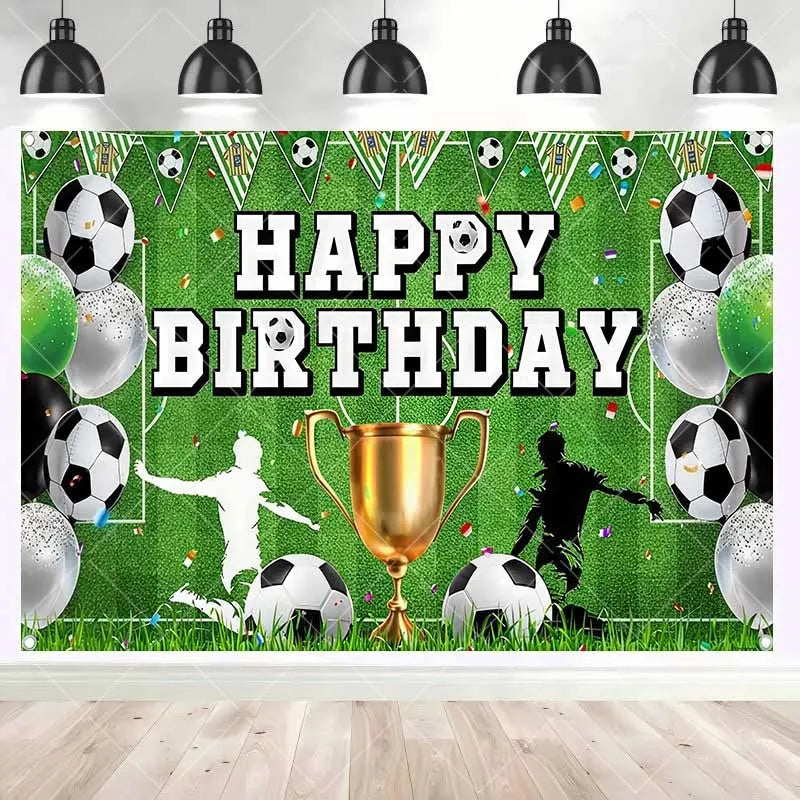 Boy's birthday background picture, children's portrait, football field,sports poster,baby shower, newborn photography background