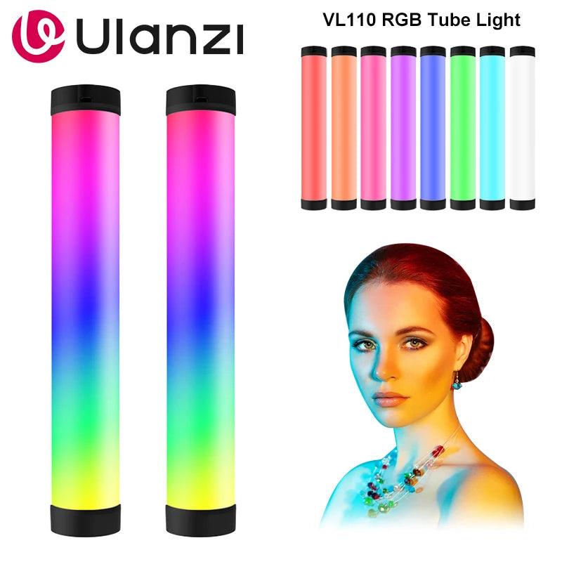 Ulanzi VL110 RGB Stick Light Led Video Tube Light Full Color Magnetic Handheld Lamp Dimmable Portable Photography Studio Light