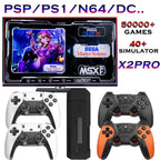 The X2 Pro video game console comes with 50,000 retro games and over 40 emulators, and is compatible with PS1/N64/PSP.