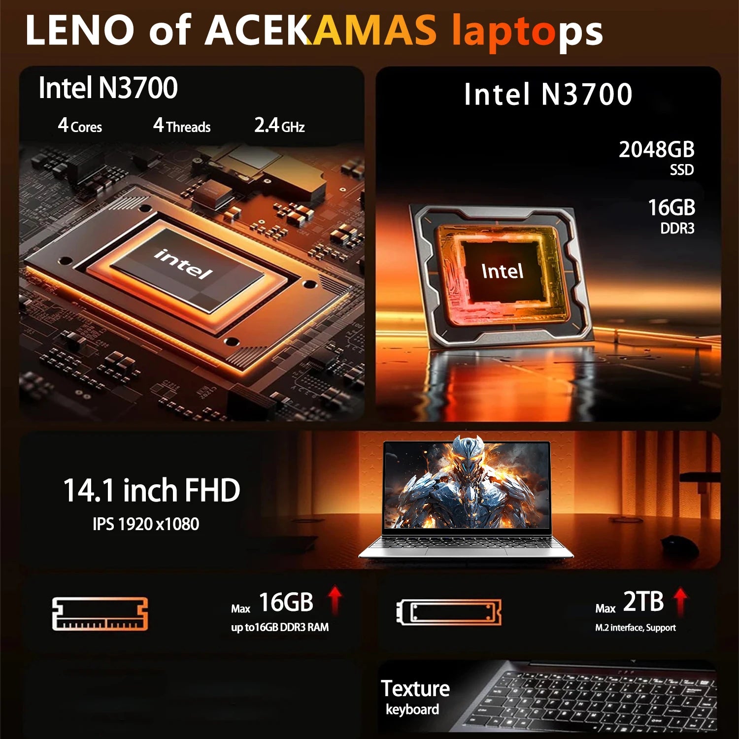Ordenador portátil NAIWO Intel N3700 15,6" IPS FHD Ordenador portátil Intel 4405U 16GB 2TB SSD Batería de 5000mAh Windows 11 Ordenador portátil de oficina Delgado y ligero