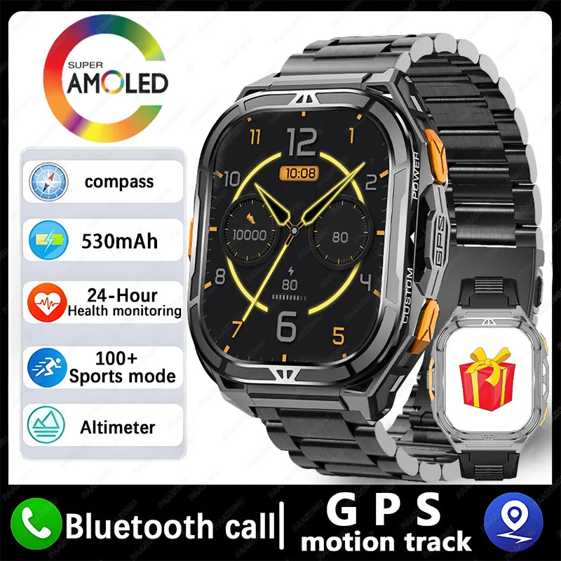 2025 New Dual Frequency GPS Outdoor SmartWatch Compass Altitude Air Pressure 5ATM Waterproof Sports SmartWatch for Men and Women