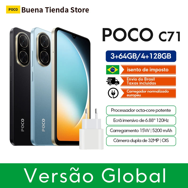 Xiaomi POCO C71 4GB RAM 128GB ROM 6,67 15W 32MP 5200 mAh Battery Global version 15W Smartphone