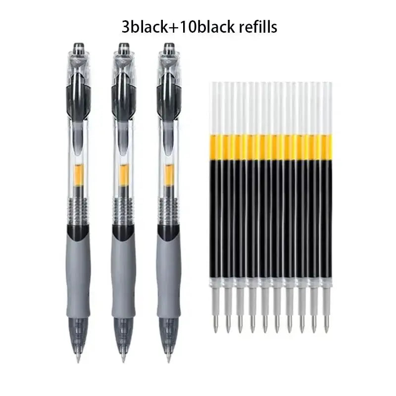 13/30PCS Gel Pens Refills Set Kawaii Stationery Writing Pen Black/Red/Blue Ink 0.5 mm Ballpoint Pen Office School Supplies Tools
