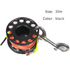 15M/30M Scuba Diving Aluminum Alloy Spool Finger Reel with Stainless Steel SMB Safe Equipment  Accessories Bolt Snap Hook