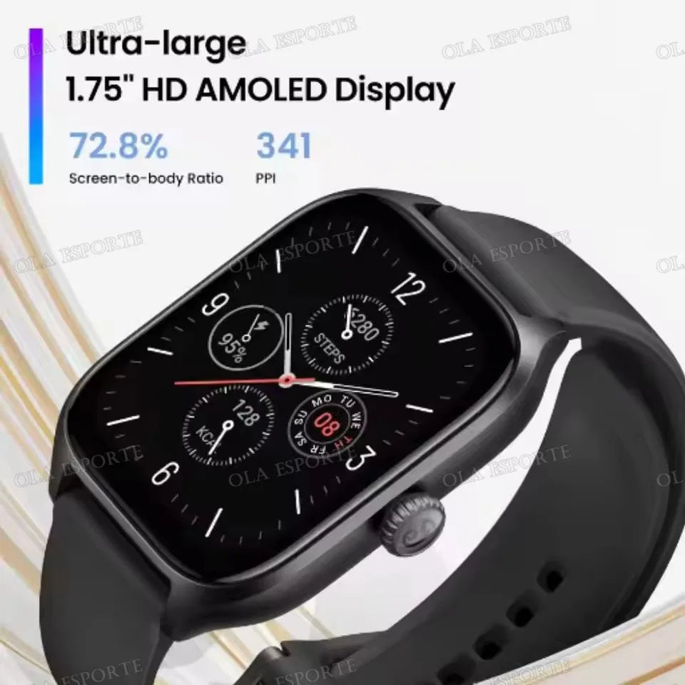 New Double Strap Smart Watch 1.75" AMOLED Screen Voice Assistant Bluetooth Call Men Women Smartwatch Heart Rate Sleep Monitoring