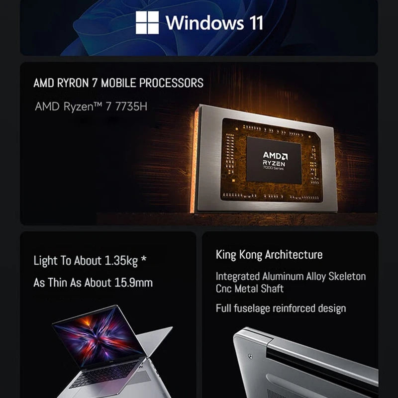 Portátil Xiaomi Redmi Book 14 2025 Ryzen 7-7735H/R5-7535H Radeon 680M/660M RAM 16GB SSD 512GB Pantalla 14 pulgadas 60Hz Ordenador Portátil Delgado