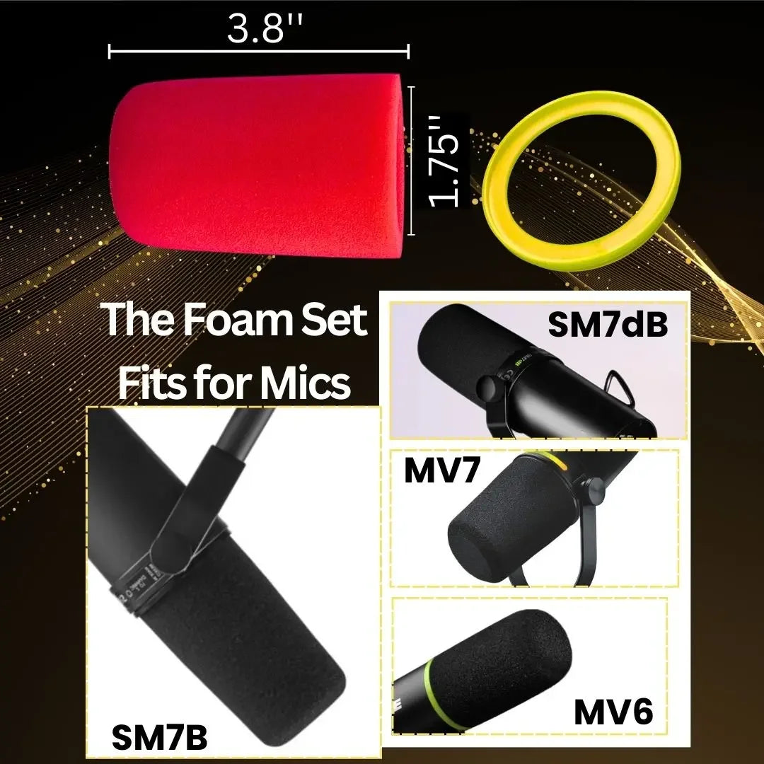 Windscreen for Shure SM7B, Microphone Pop Filter Cover with Ring, Color Mic Foam Cover Replacement Noise Reduction for SM7dB Mic