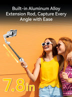 Estabilizador de cardán de mano AOCHUAN Smart X2 de 3 ejes con barra de extensión de 20 cm incorporada, pantalla LED y soporte para teléfono para iPhone Smartphone
