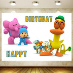 Pocoyoed Birthday Party Backdrop Photo Booth Background Kids Children's Baby Shower Decoration Supplies Custom Photography Props