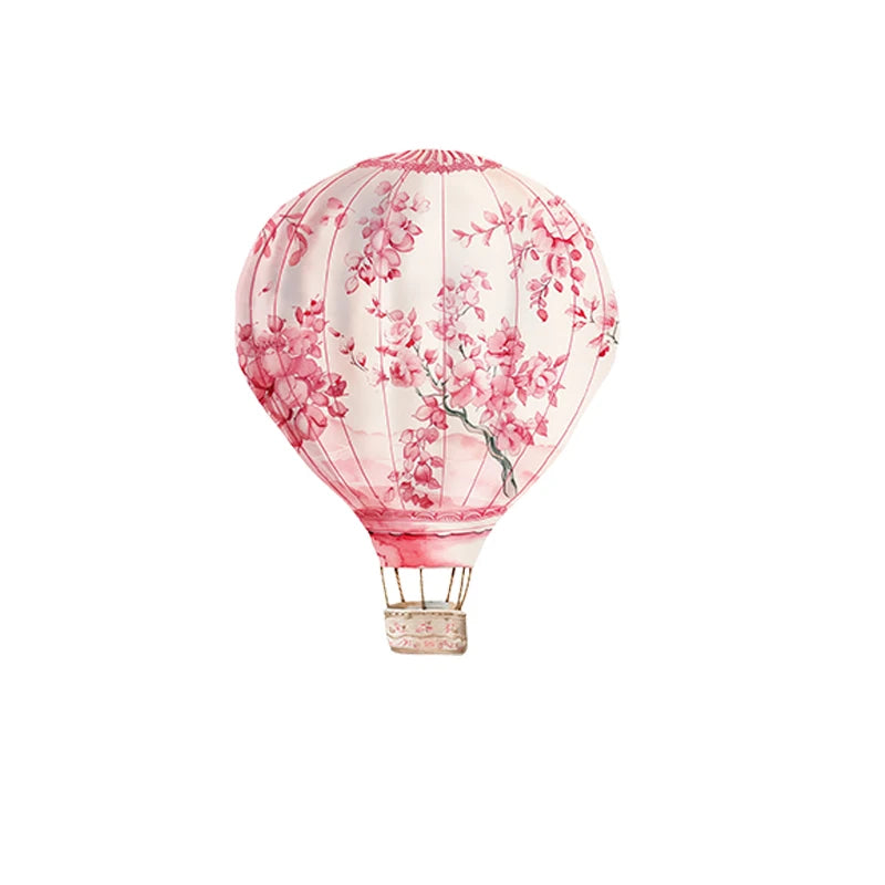 Decoración de telón de fondo para fiesta de cumpleaños con recortes de ositos de peluche de tablero KT para baby shower, rosa Toile De Jouy, globos aerostáticos, cartón, floral rosa