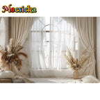 Mocsicka Photography Background White Indoor Window Floral Adult Birthday Wedding Maternity Portrait Decor Backdrop Photo Studio