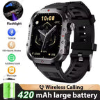 Militar Reloj Inteligente para Hombre, GPS, Linterna, Llamadas Bluetooth, Pantalla AMOLED de 2.01", 5 ATM Sumergible, Reloj Deportivo Inteligente