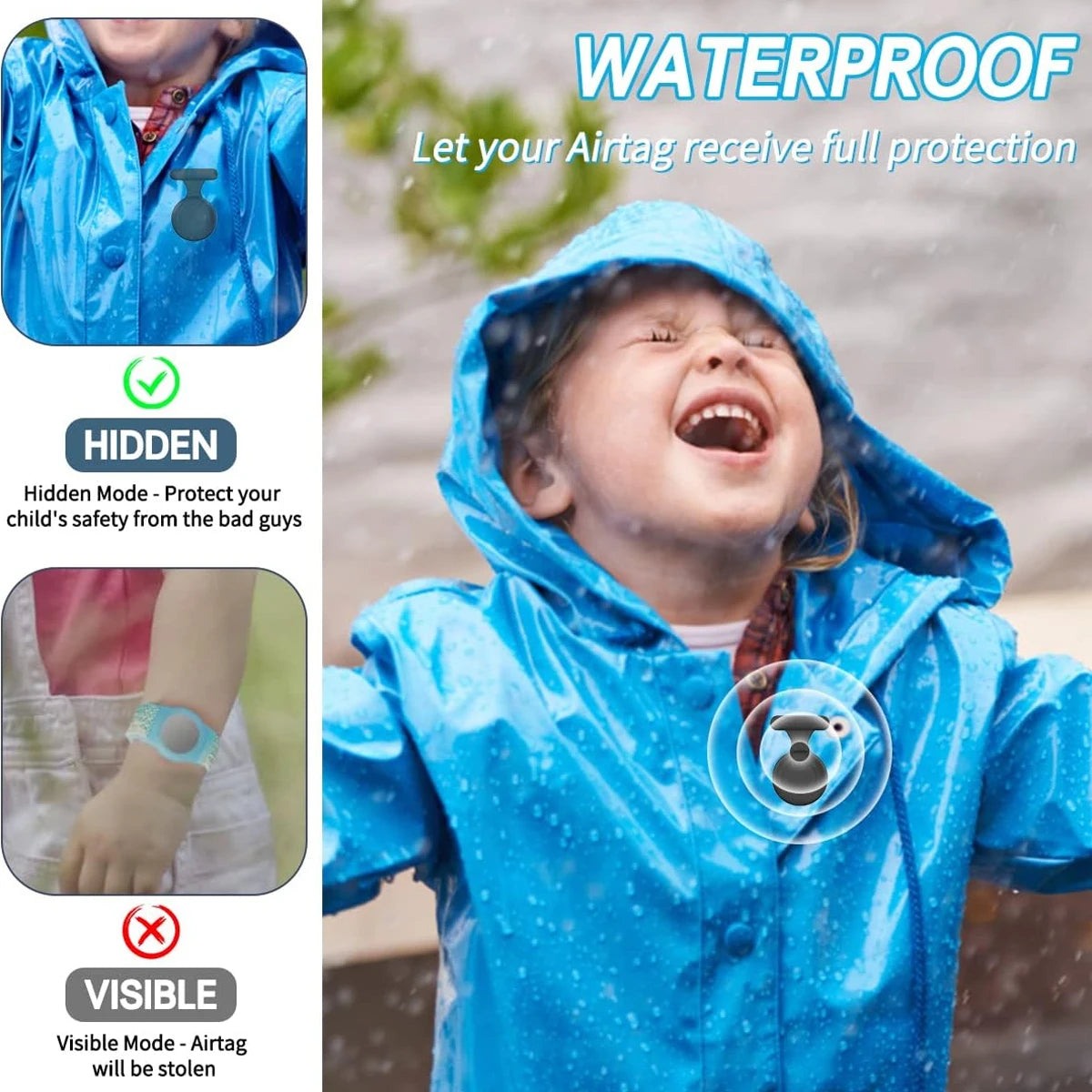 Silicone Air tag Holder Hidden Airtag Holder for Kids GPS Tracker with Brooch Pin, Airtags Clip Child/Elderly/Backpack/Luggage