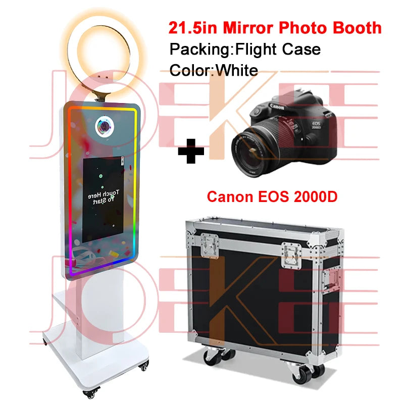 21.5 inch Touch Screen Magic Mirror Photo Booth Built-in Mini PC Portable Mirror Photo Booth Selfie Machine for Partys Events