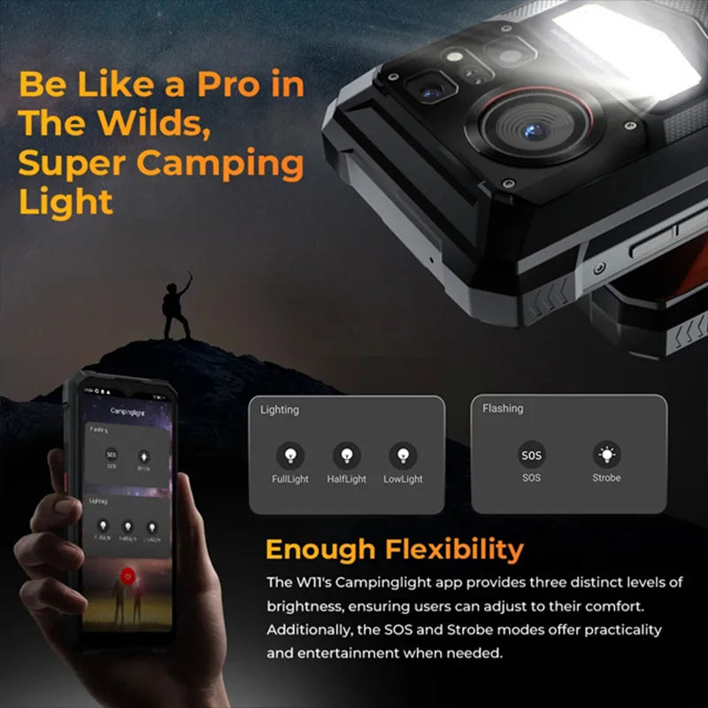 HOTWAV W11 12GB+256GB 280LM Flashlight 6.6'' FHD+ 20800mAh Battery 24MP Night Vision 33W Fast Charging 4G Global Version