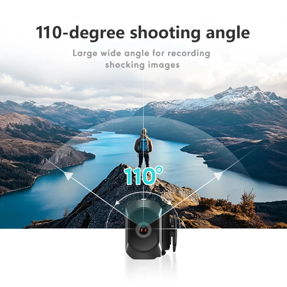 Cámara portátil mini HD 2.7K/60FPS/60FPS, cámara ponible, lente gran angular de 110°, aplicación WiFi, videocámara, cámara deportiva montada en la cabeza
