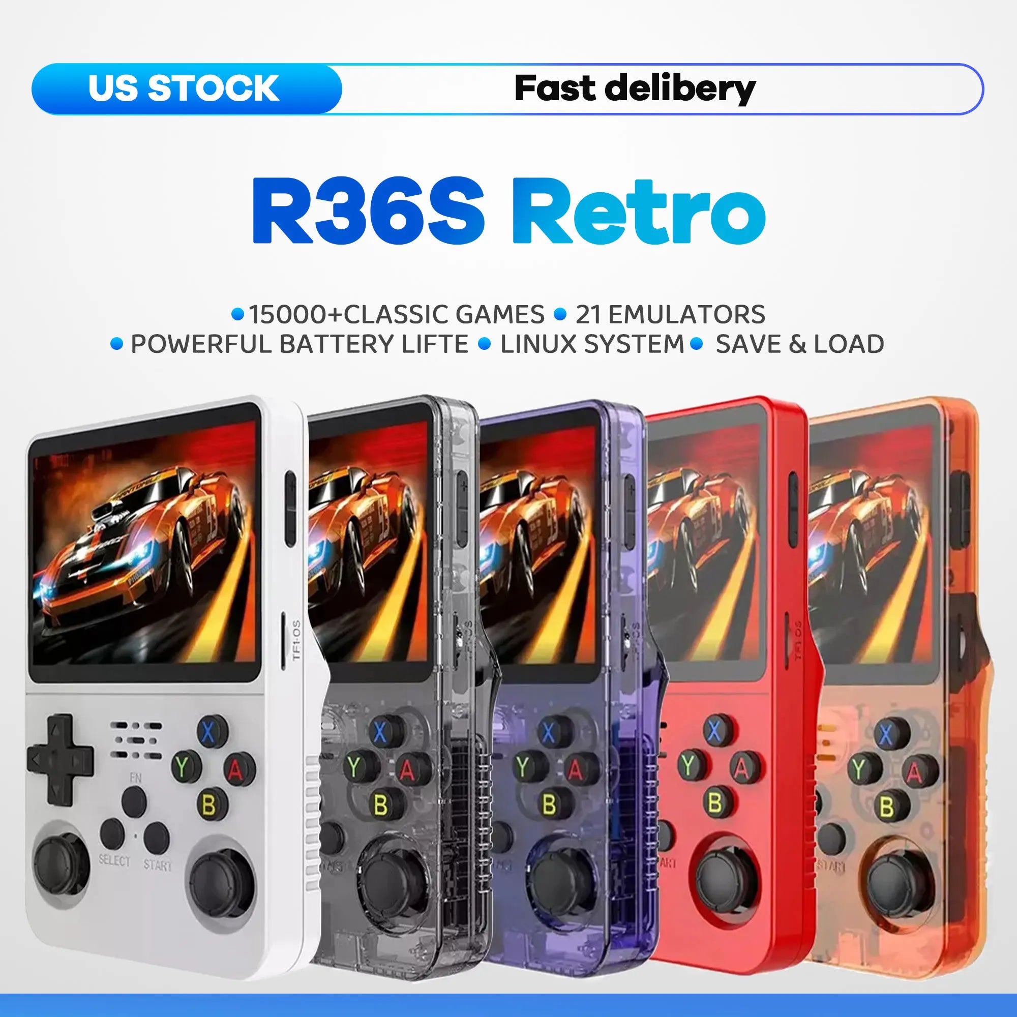 Open Source R36 64G Handheld game console 64G best Games  Linux System 3.5