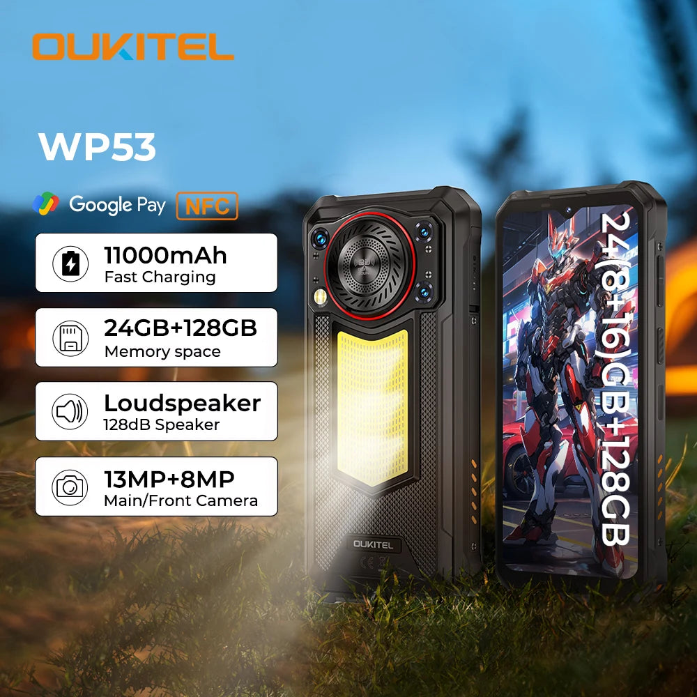 【World premiere】OUKITEL WP53 Rugged Phone, 24GB+128GB, 11000mAh, Android15, Smartphone, 6.52", NFC, Cell Phone, 13MP Camera