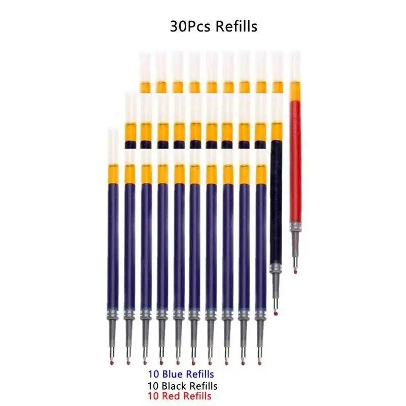 13/30PCS Gel Pens Refills Set Kawaii Stationery Writing Pen Black/Red/Blue Ink 0.5 mm Ballpoint Pen Office School Supplies Tools