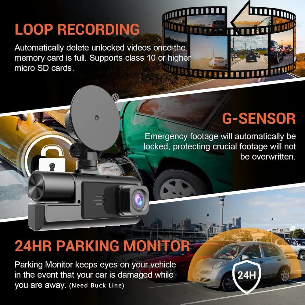 WIFI 3 Camera Car DVR Mini 1080P