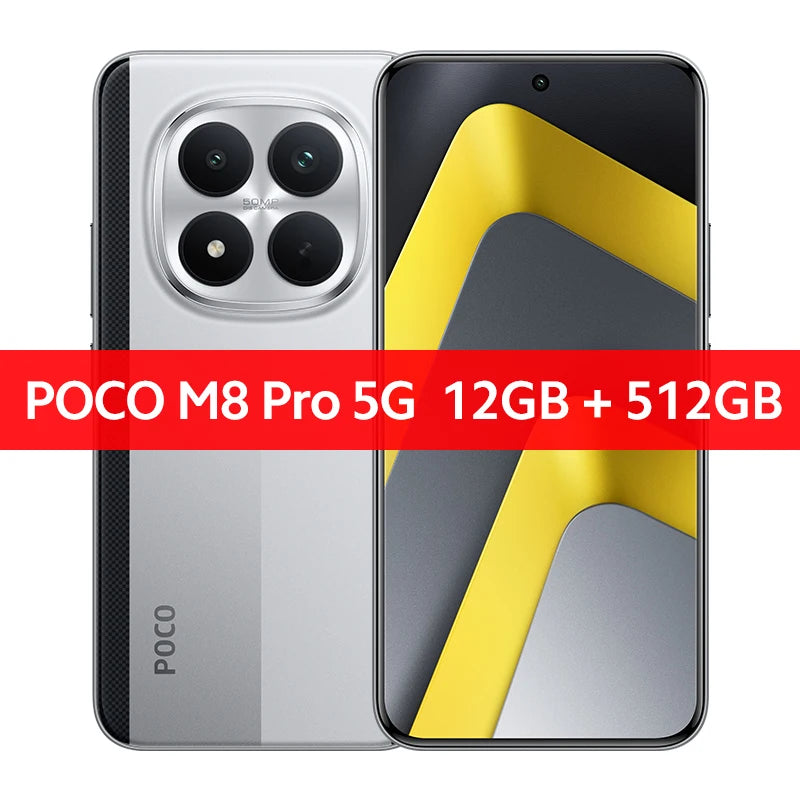 Global Version POCO M8 Pro 50MP main Camera 6.83"CrystalRes AMOLED display mobilephones Smartphone Snapdragon® 7s Gen 4
