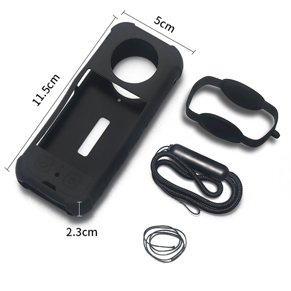 Case for Insta360 X3 with Silicone Lens Cap Protector Shockproof Protective Cover for Insta 360 X3 Anti-scratch Accessories