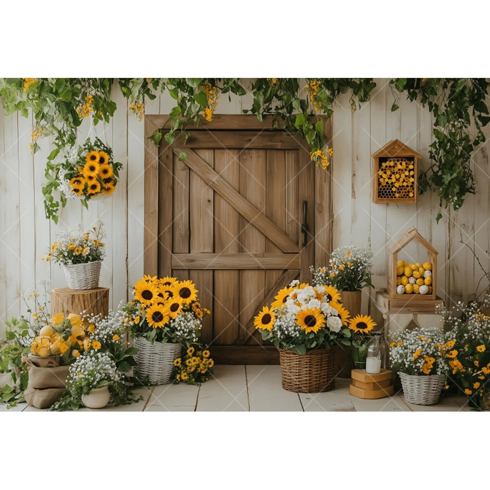 Farm Sunflower Photography Background Garden Flower Kids Birthday Party Cake Smash Baby Shower Portrait Backdrop Photo Studio